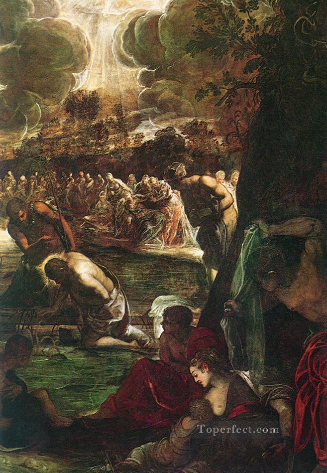 Baptism of Christ detail1 Italian Tintoretto Oil Paintings